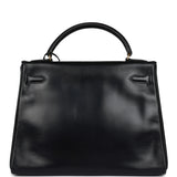 Vintage Hermes Kelly Retourne 32 Black Box Gold Hardware