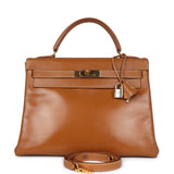 Vintage Hermes Kelly Retourne 32 Naturel Sable Chamonix Gold Hardware