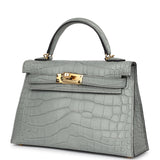 Hermes Kelly Sellier 20 Gris Ciment Matte Alligator Gold Hardware