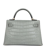 Hermes Kelly Sellier 20 Gris Ciment Matte Alligator Gold Hardware