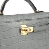 Hermes Kelly Sellier 20 Gris Ciment Matte Alligator Gold Hardware