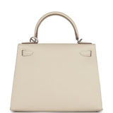 Pre-owned Hermes Kelly Sellier 28 Craie Epsom Palladium Hardware