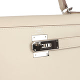 Pre-owned Hermes Kelly Sellier 28 Craie Epsom Palladium Hardware