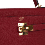 Pre-owned Hermes Kelly Retourne 32 Rouge Grenat Clemence Gold Hardware