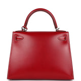 Hermes Kelly Sellier 28 Rouge Piment Box Palladium Hardware