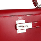 Hermes Kelly Sellier 28 Rouge Piment Box Palladium Hardware