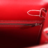 Hermes Kelly Sellier 28 Rouge Piment Box Palladium Hardware