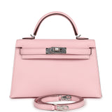 Hermes Kelly Sellier 20 Rose Sakura Chevre Mysore Palladium Hardware