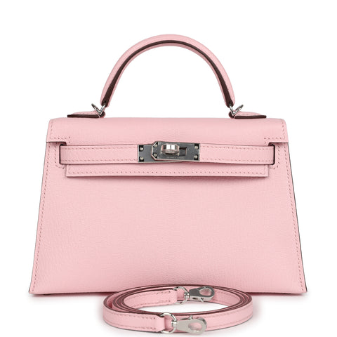 Hermes Kelly Sellier 20 Rose Sakura Chevre Mysore Palladium Hardware