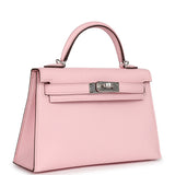 Hermes Kelly Sellier 20 Rose Lipstick Chevre Palladium Hardware