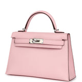 Hermes Kelly Sellier 20 Rose Lipstick Chevre Palladium Hardware