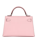 Hermes Kelly Sellier 20 Rose Lipstick Chevre Palladium Hardware