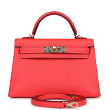 Hermes Special Order (HSS) Kelly Sellier 20 Rose Texas Verso Chevre Permabrass Hardware