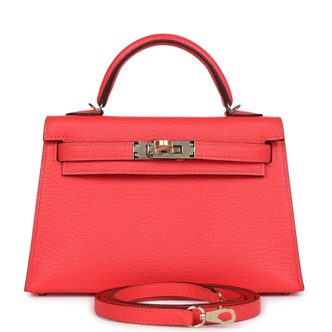 Hermes Special Order (HSS) Kelly Sellier 20 Rose Texas Verso Chevre Permabrass Hardware