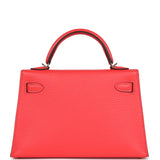 Hermes Special Order (HSS) Kelly Sellier 20 Rose Texas Verso Chevre Permabrass Hardware