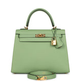 Hermes Kelly Sellier 25 Vert Criquet Epsom Gold Hardware