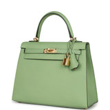 Hermes Kelly Sellier 25 Vert Criquet Epsom Gold Hardware