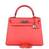 Hermes Kelly Sellier 28 Rose Texas Epsom Palladium Hardware