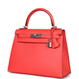 Hermes Kelly Sellier 28 Rose Texas Epsom Palladium Hardware