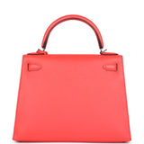 Hermes Kelly Sellier 28 Rose Texas Epsom Palladium Hardware