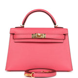 Hermes Kelly Sellier 20 Rose Azalee Chevre Mysore Gold Hardware