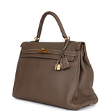 Pre-owned Hermes Kelly Retourne 35 Etoupe Togo Gold Hardware