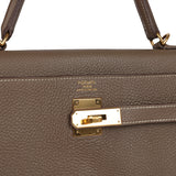 Pre-owned Hermes Kelly Retourne 35 Etoupe Togo Gold Hardware