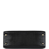 Hermes Kelly Sellier 25 Black Varanus Niloticus Lizard Gold Hardware