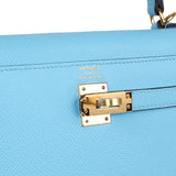 Hermes Kelly Sellier 25 Celeste Epsom Gold Hardware