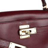 Vintage Hermes Kelly Sellier 28 Rouge H Box Gold Hardware