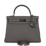 Pre-owned Hermes Kelly Retourne 32 Etain Togo Palladium Hardware