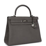 Pre-owned Hermes Kelly Retourne 32 Etain Togo Palladium Hardware