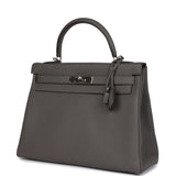 Pre-owned Hermes Kelly Retourne 32 Etain Togo Palladium Hardware