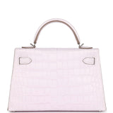 Hermes Kelly Sellier 20 Mauve Pale Boreal Satin Alligator Palladium Hardware