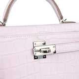 Hermes Kelly Sellier 20 Mauve Pale Boreal Satin Alligator Palladium Hardware