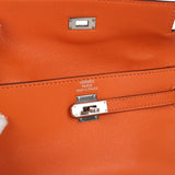 Pre-owned Hermes Micro Kelly 15 Orange Swift Palladium Hardware