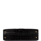 Hermes Kelly Sellier 20 Black Shiny Alligator Gold Hardware