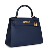 Hermes Kelly Sellier 28 Bleu Navy Epsom Gold Hardware