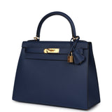 Hermes Kelly Sellier 28 Bleu Navy Epsom Gold Hardware