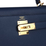 Hermes Kelly Sellier 28 Bleu Navy Epsom Gold Hardware