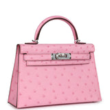 Hermes Kelly Sellier 20 Bubblegum Ostrich Palladium Hardware