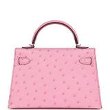 Hermes Kelly Sellier 20 Bubblegum Ostrich Palladium Hardware