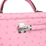 Hermes Kelly Sellier 20 Bubblegum Ostrich Palladium Hardware