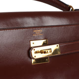 Vintage Hermes Kelly Retourne 32 Noisette Box Gold Hardware