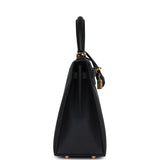 Hermes Kelly Sellier 25 Black Epsom Gold Hardware