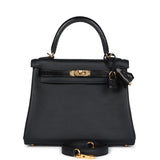 Hermes Kelly Retourne 25 Black Swift and Varanus Niloticus Lizard Touch Gold Hardware