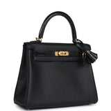 Hermes Kelly Retourne 25 Black Swift and Varanus Niloticus Lizard Touch Gold Hardware