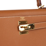 Pre-owned Hermes Kelly Sellier 28 Gold Epsom Gold Hardware