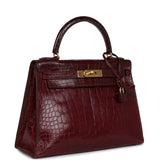 Vintage Hermes Kelly Sellier 28 Rouge H Alligator Gold Hardware