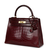 Vintage Hermes Kelly Sellier 28 Rouge H Alligator Gold Hardware